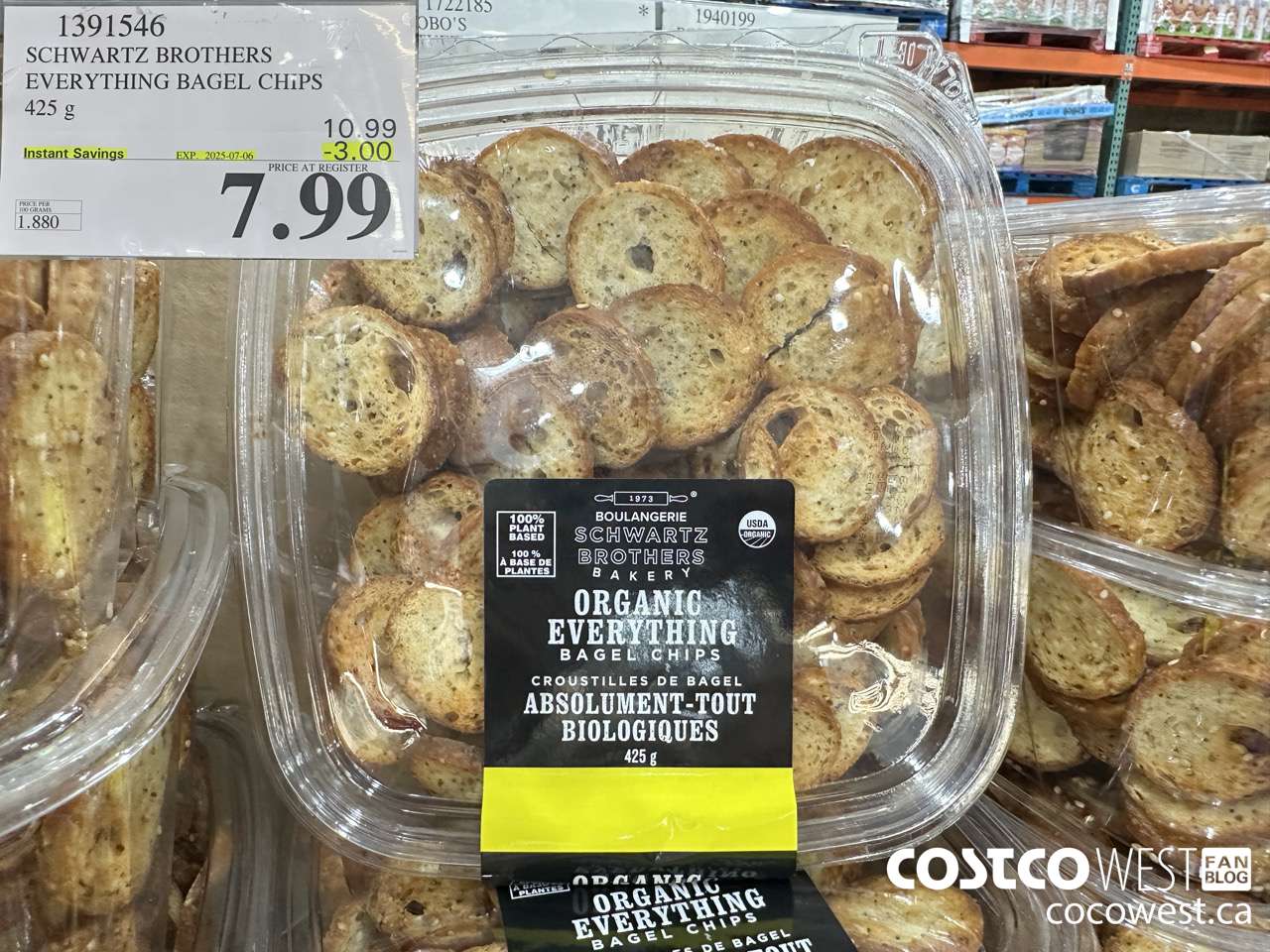 1391546 ORGANIC SCHWARTZ EVERYTHING BAGEL CHIPS 425G ($3.00 INSTANT SAVINGS EXPIRES ON 2025-07-06) $7.99