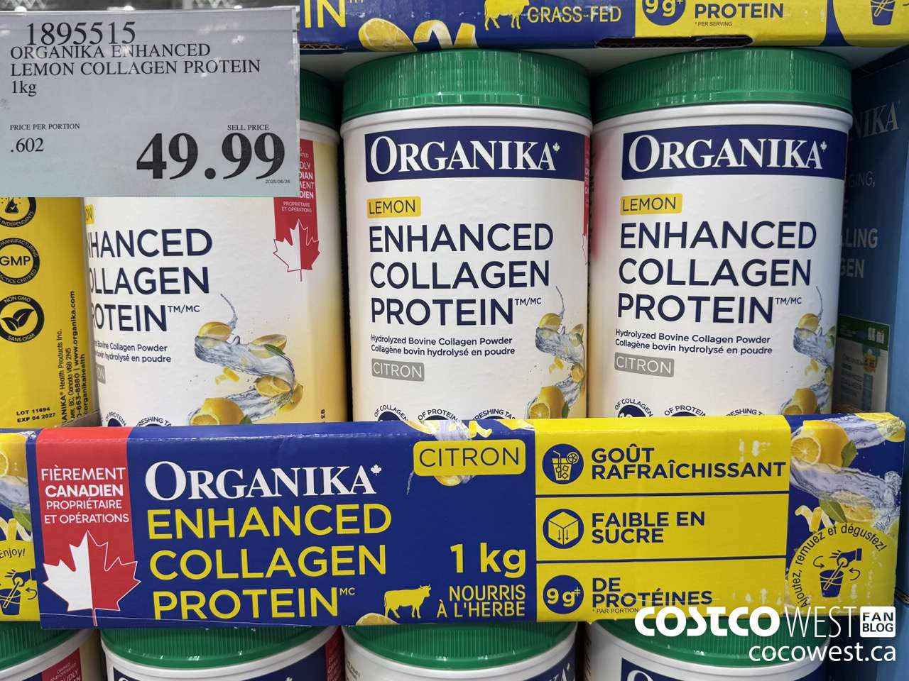 1895515 ORGANIKA ENHANCED LEMON COLLAGEN PROTEIN 1KG $49.99
