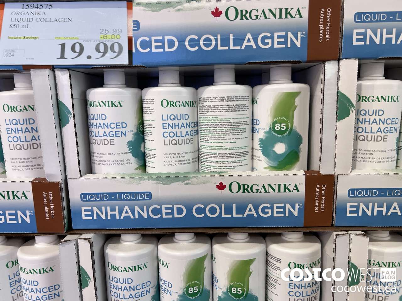 1594575 ORGANIKA LIQUID COLLAGEN 850 ML ($6.00 INSTANT SAVINGS EXPIRES ON 2025-07-06) $19.99