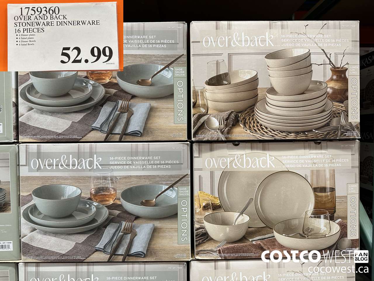 1759360 OVER&BACK OPTIONS DINNERWARE SET 16PC $52.99