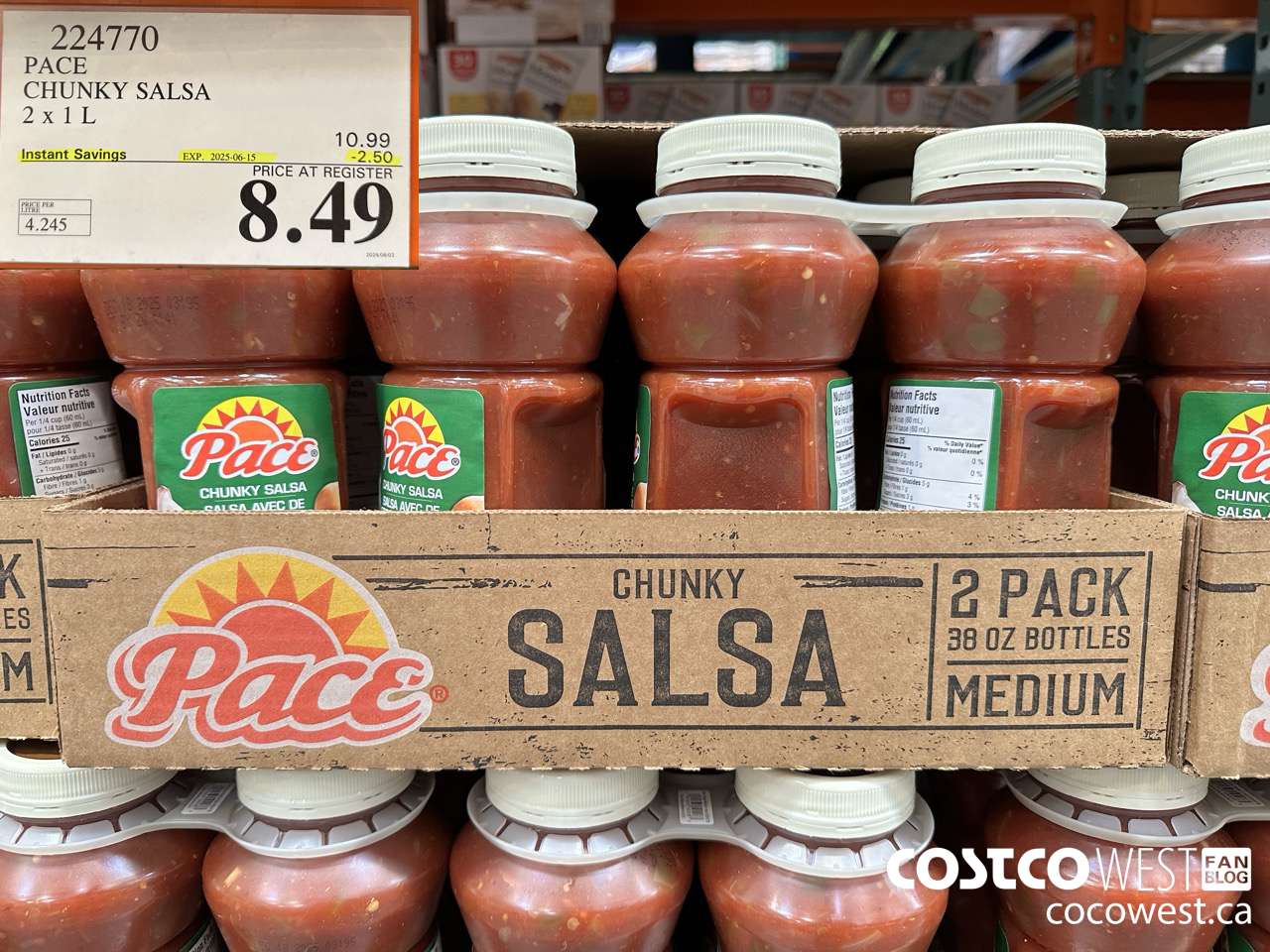 224770 PACE THICK & CHUNKY SALSA 2 X 1L ($2.50 INSTANT SAVINGS EXPIRES ON 2025-06-15) $8.49