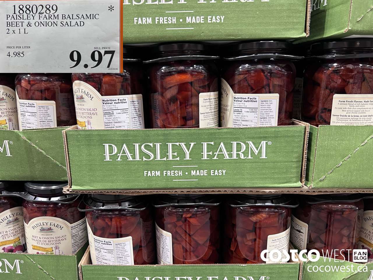 1880289 PAISLEY FARM BALSAMIC BEET & ONION SALAD 2 X 1L $9.97