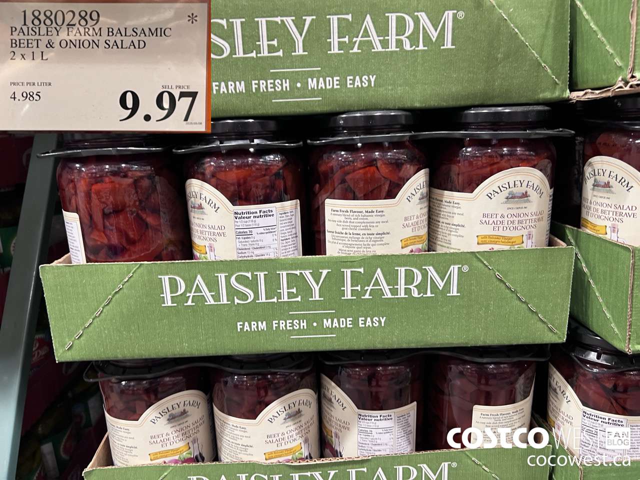 1880289 PAISLEY FARM BALSAMIC BEET & ONION SALAD 2 X 1L $9.97