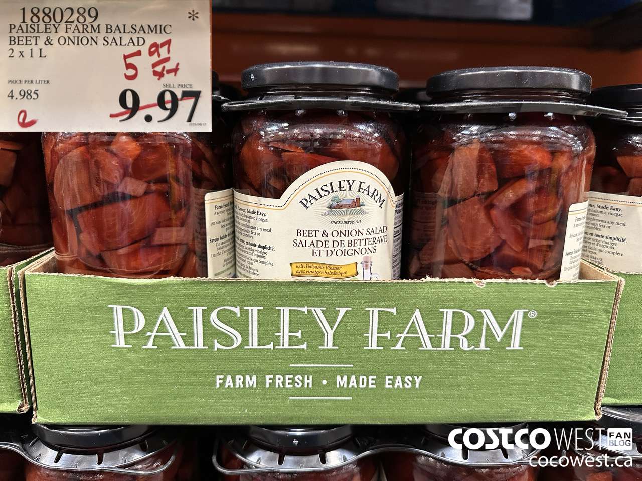 1880289 PAISLEY FARM BALSAMIC BEET & ONION SALAD 2 X 1L $5.97