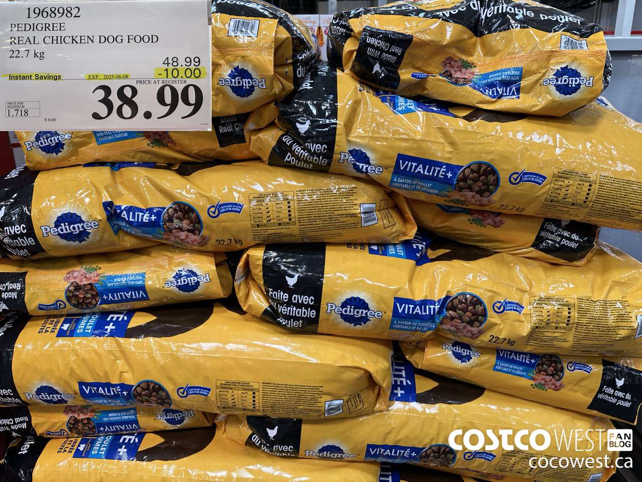 1968982 PEDIGREE REAL CHICKEN DOG FOOD 22.7 kg ($10.00 INSTANT SAVINGS EXPIRES ON 2025-06-08) $38.99