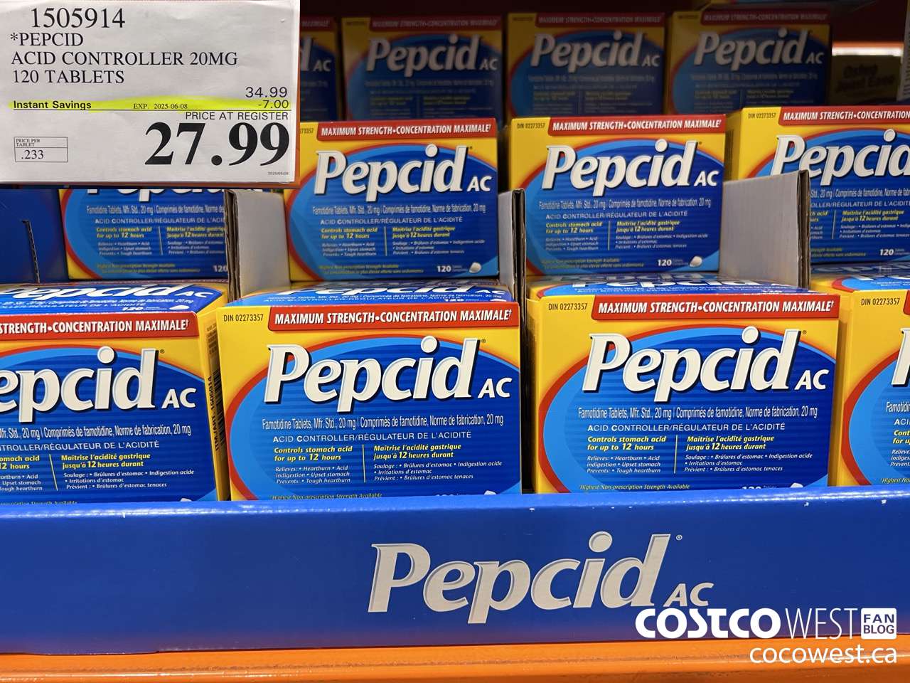 1505914 PEPCID ACID CONTROLLER 20MG 120 TABLETS ($7.00 INSTANT SAVINGS EXPIRES ON 2025-06-08) $27.99
