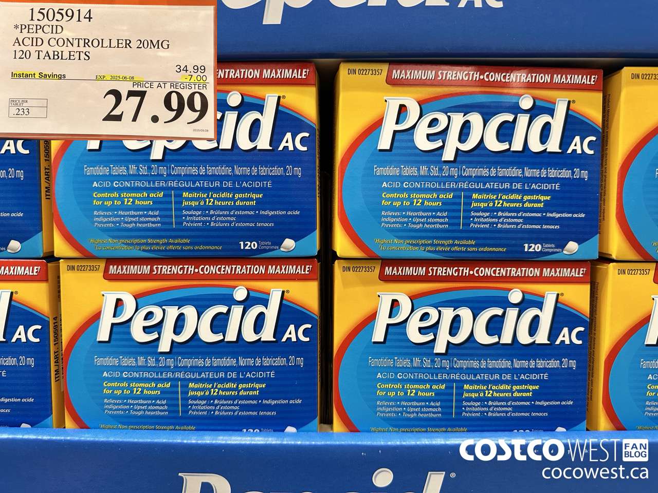 1505914 PEPCID ACID CONTROLLER 20MG 120 TABLETS ($7.00 INSTANT SAVINGS EXPIRES ON 2025-06-08) $27.99