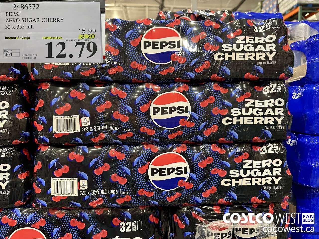 2486572 PEPSI ZERO SUGAR CHERRY 32 X 355ML ($3.20 INSTANT SAVINGS EXPIRES ON 2025-06-29) $12.79
