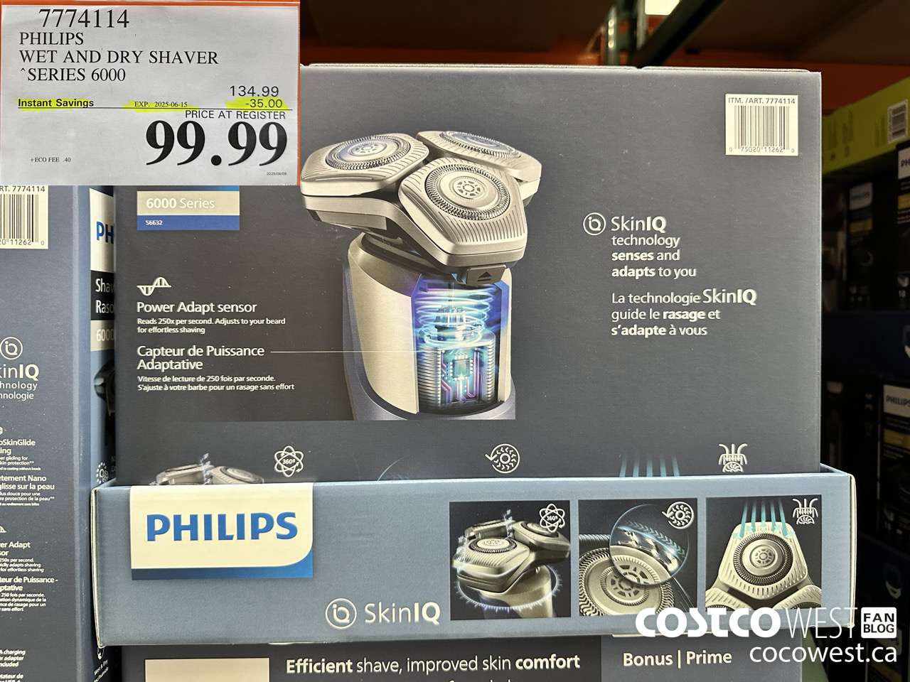 7774114 PHILIPS WET AND DRY SHAVER SERIES 6000 ($35.00 INSTANT SAVINGS EXPIRES ON 2025-06-15) $99.99