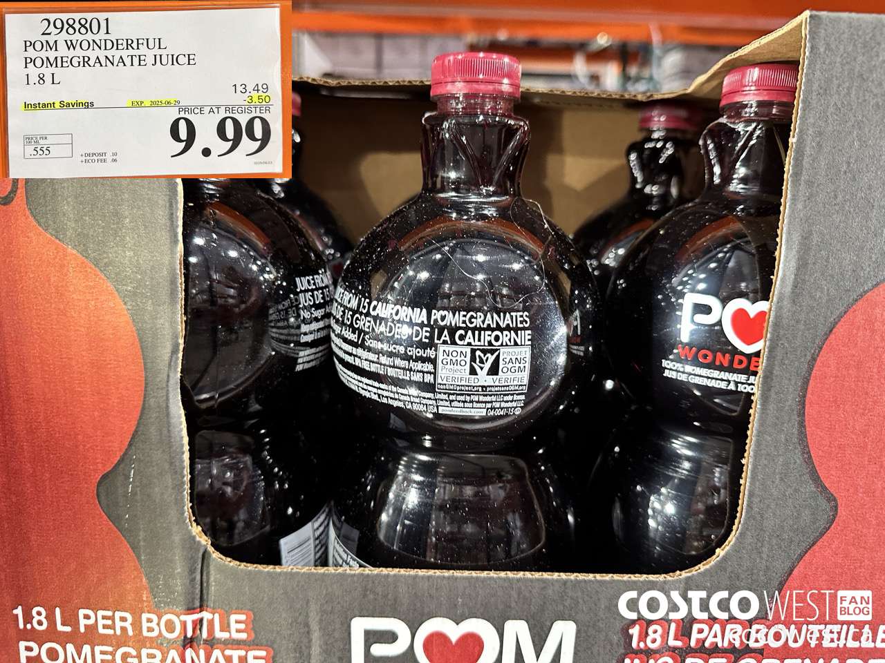 298801 POM WONDERFUL POMEGRANATE JUICE 1.8 L ($3.50 INSTANT SAVINGS EXPIRES ON 2025-06-29) $9.99