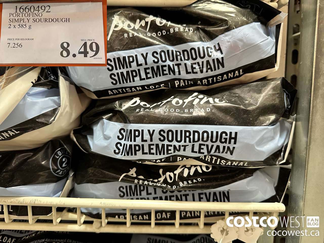 1660492 PORTOFINO SIMPLY SOURDOUGH 2 X 585 G $8.49