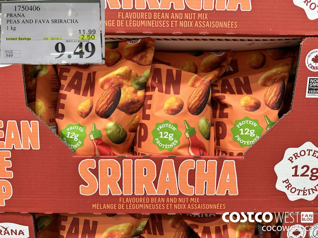 1750406 PRANA PEAS AND FAVA SIRACHA 1KG ($2.50 INSTANT SAVINGS EXPIRES ON 2025-06-11) $9.49