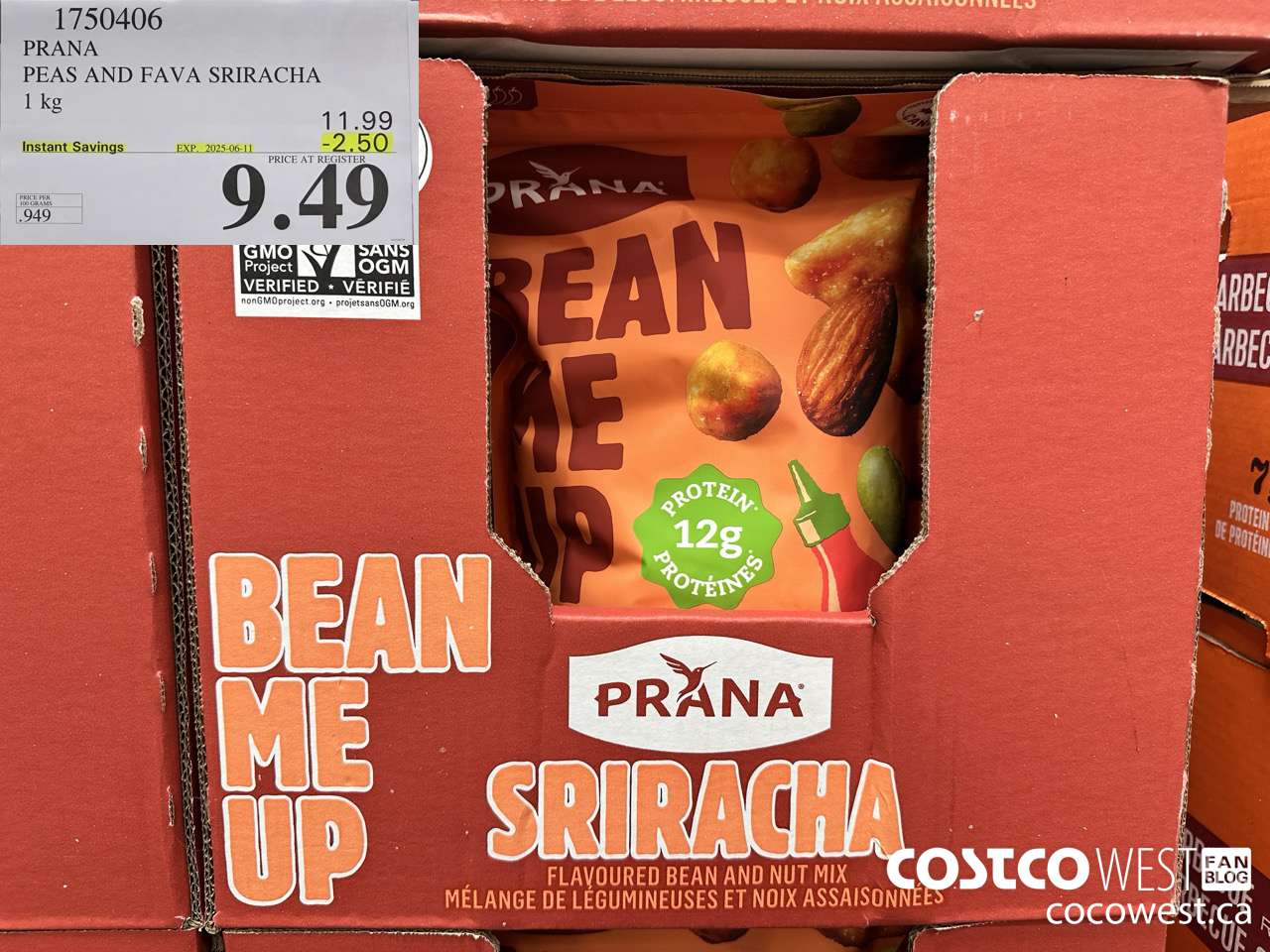 1750406 PRANA PEAS AND FAVA SIRACHA 1KG ($2.50 INSTANT SAVINGS EXPIRES ON 2025-06-11) $9.49
