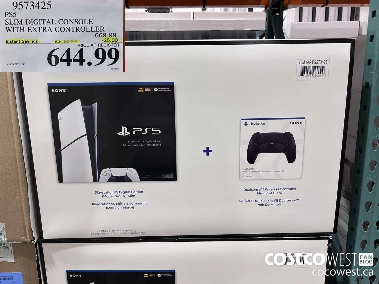 9573425 PS5 SLIM DIGITAL CONSOLE WITH EXTRA CONTROLLER ($25.00 INSTANT SAVINGS EXPIRES ON 2025-06-11) $644.99