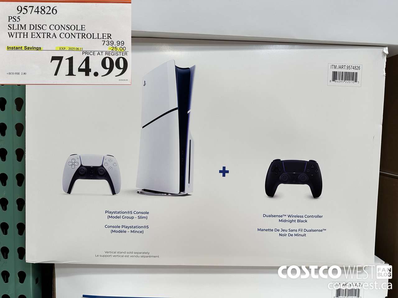 9574826 PS5 SLIM DISC CONSOLE WITH EXTRA CONTROLLER ($25.00 INSTANT SAVINGS EXPIRES ON 2025-06-11) $714.99