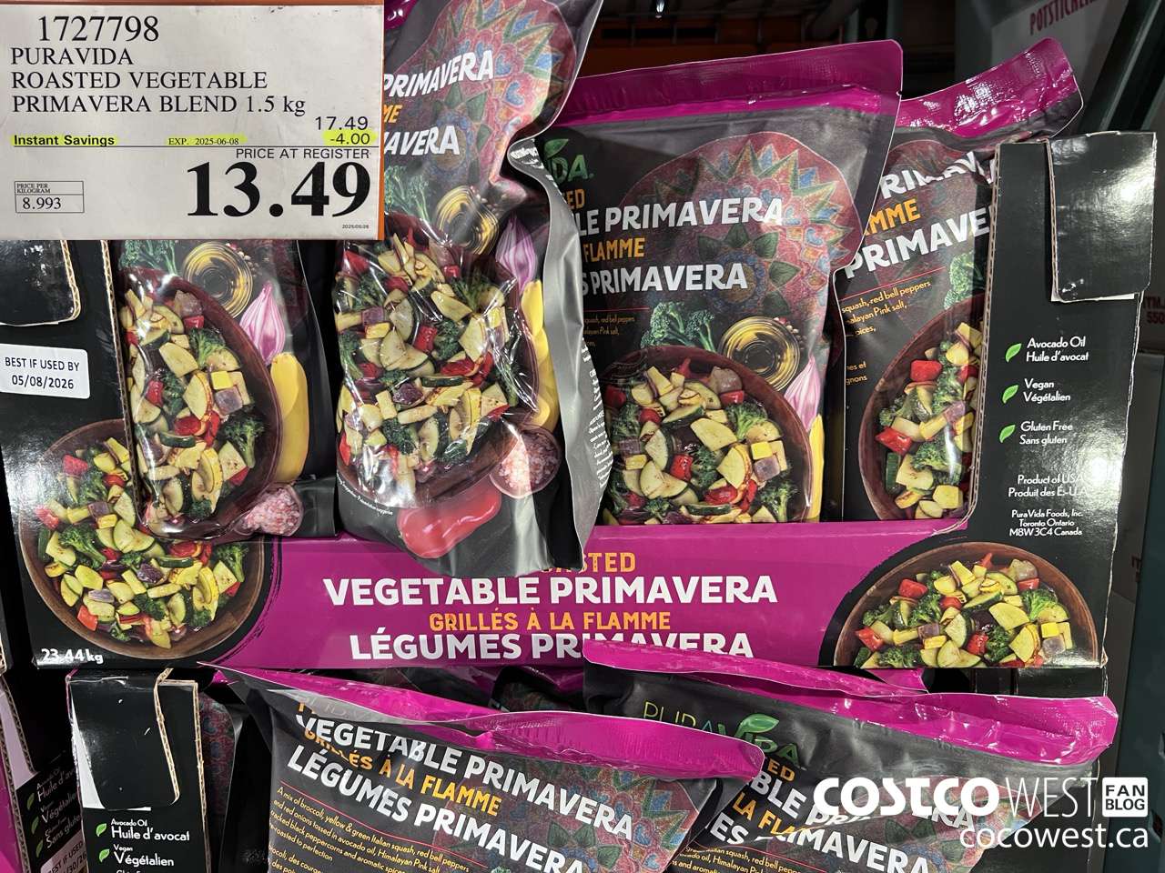 1727798 PURAVIDA ROASTED VEGETABLE PRIMAVERA BLEND 1.5KG ($4.00 INSTANT SAVINGS EXPIRES ON 2025-06-08) $13.49