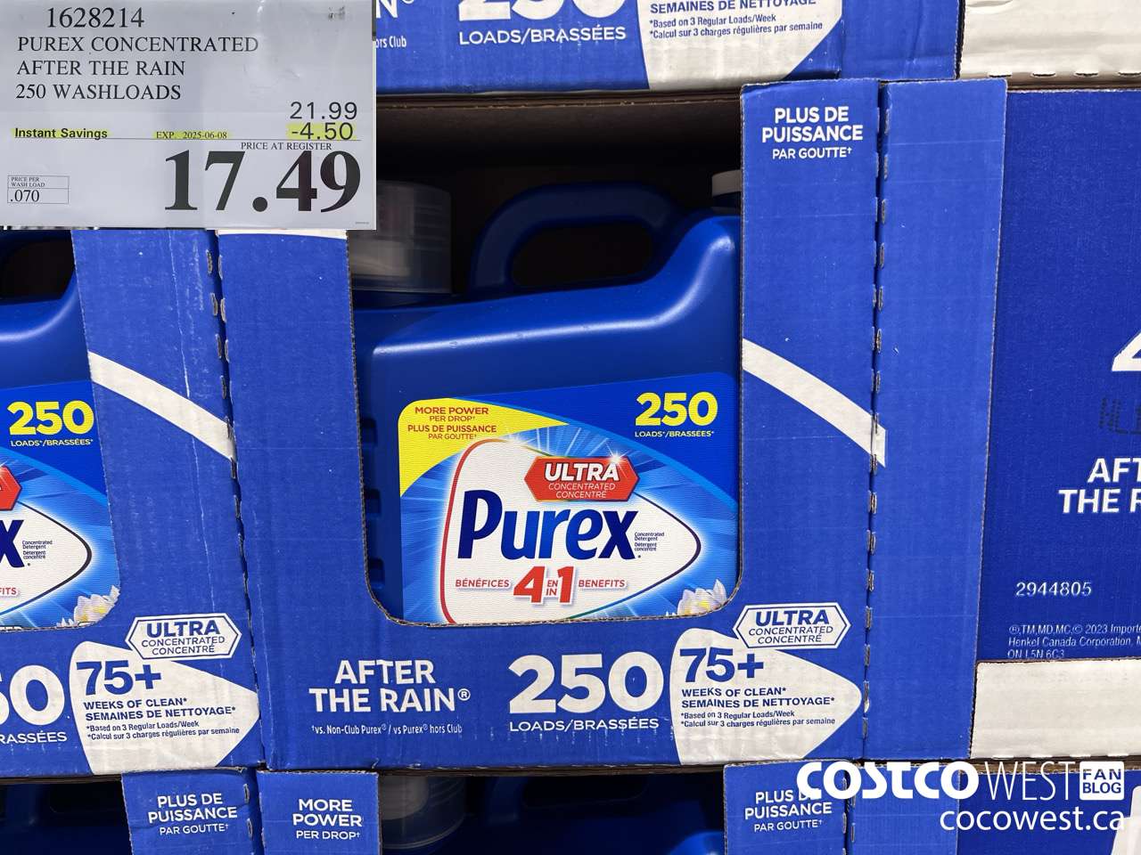 1628214 PUREX CONCENTRATED AFTER THE RAIN 250 WASHLOADS ($4.50 INSTANT SAVINGS EXPIRES ON 2025-06-08) $17.49
