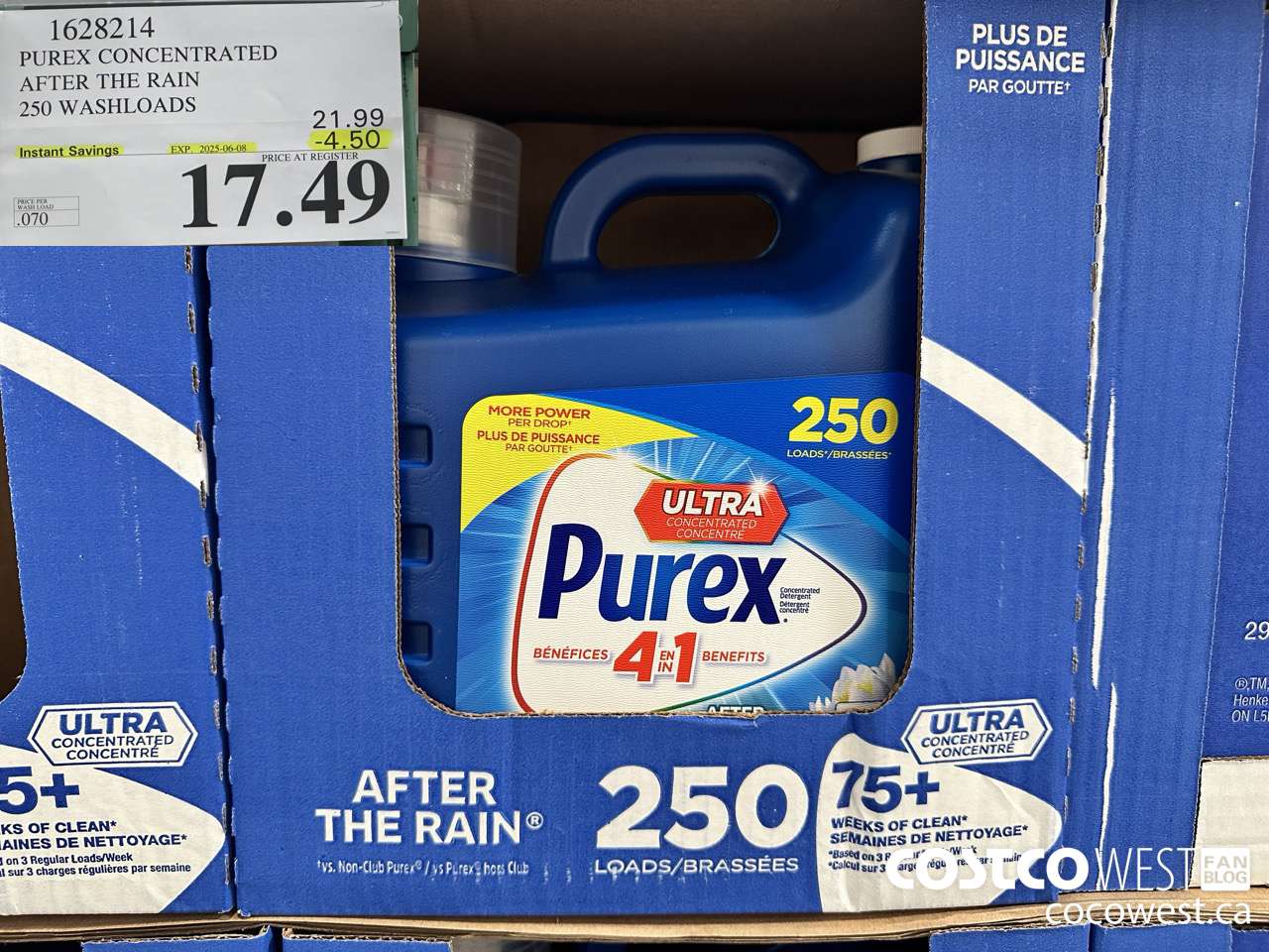 1628214 PUREX CONCENTRATED AFTER THE RAIN 250 WASHLOADS ($4.50 INSTANT SAVINGS EXPIRES ON 2025-06-08) $17.49