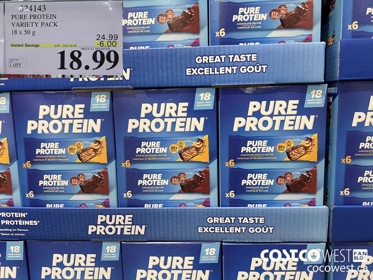 324143 PURE PROTEIN VARIETY PACK 18 X 50G ($6.00 INSTANT SAVINGS EXPIRES ON 2025-06-08) $18.99