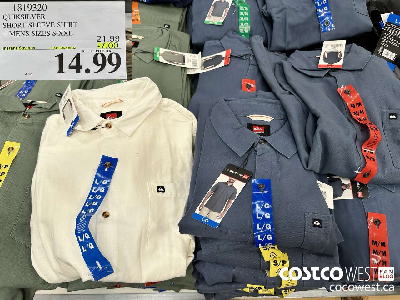 1819320 QUIKSILVER SHORT SLEEVE SHIRT MENS SIZES S-XXL ($7.00 INSTANT SAVINGS EXPIRES ON 2025-06-22) $14.99