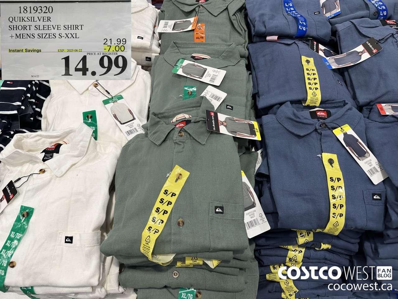 1819320 QUIKSILVER SHORT SLEEVE SHIRT MENS SIZES S-XXL ($7.00 INSTANT SAVINGS EXPIRES ON 2025-06-22) $14.99