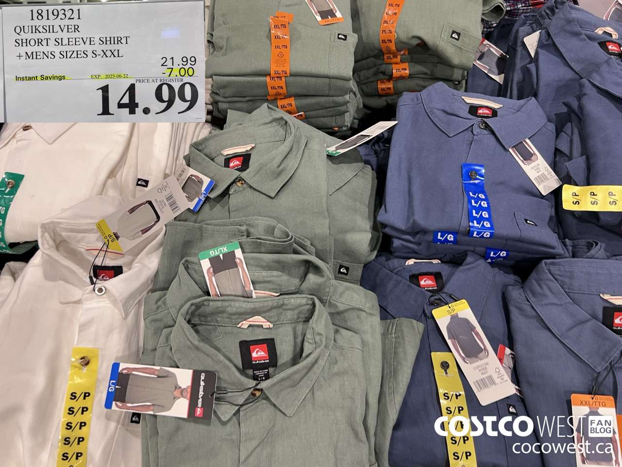 1819321 QUIKSILVER SHORT SLEEVE SHIRT MENS SIZES S-XXL ($7.00 INSTANT SAVINGS EXPIRES ON 2025-06-22) $14.99