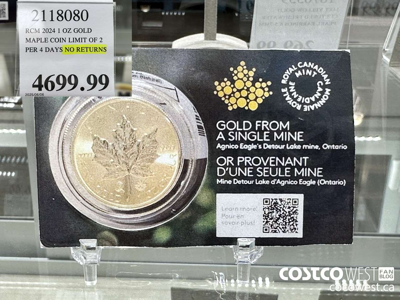 2118080 RCM 2024 1 OZ GOLD. MAPLE COIN LIMIT OF 2 PER 4 DAYS NO RETURNS $4699.99