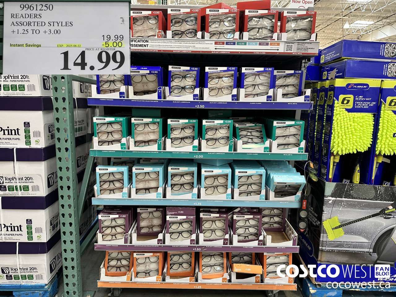 9961250 READERS ASSORTED STYLES +1.25 TO +3.00 ($5.00 INSTANT SAVINGS EXPIRES ON 2025-06-22) $14.99