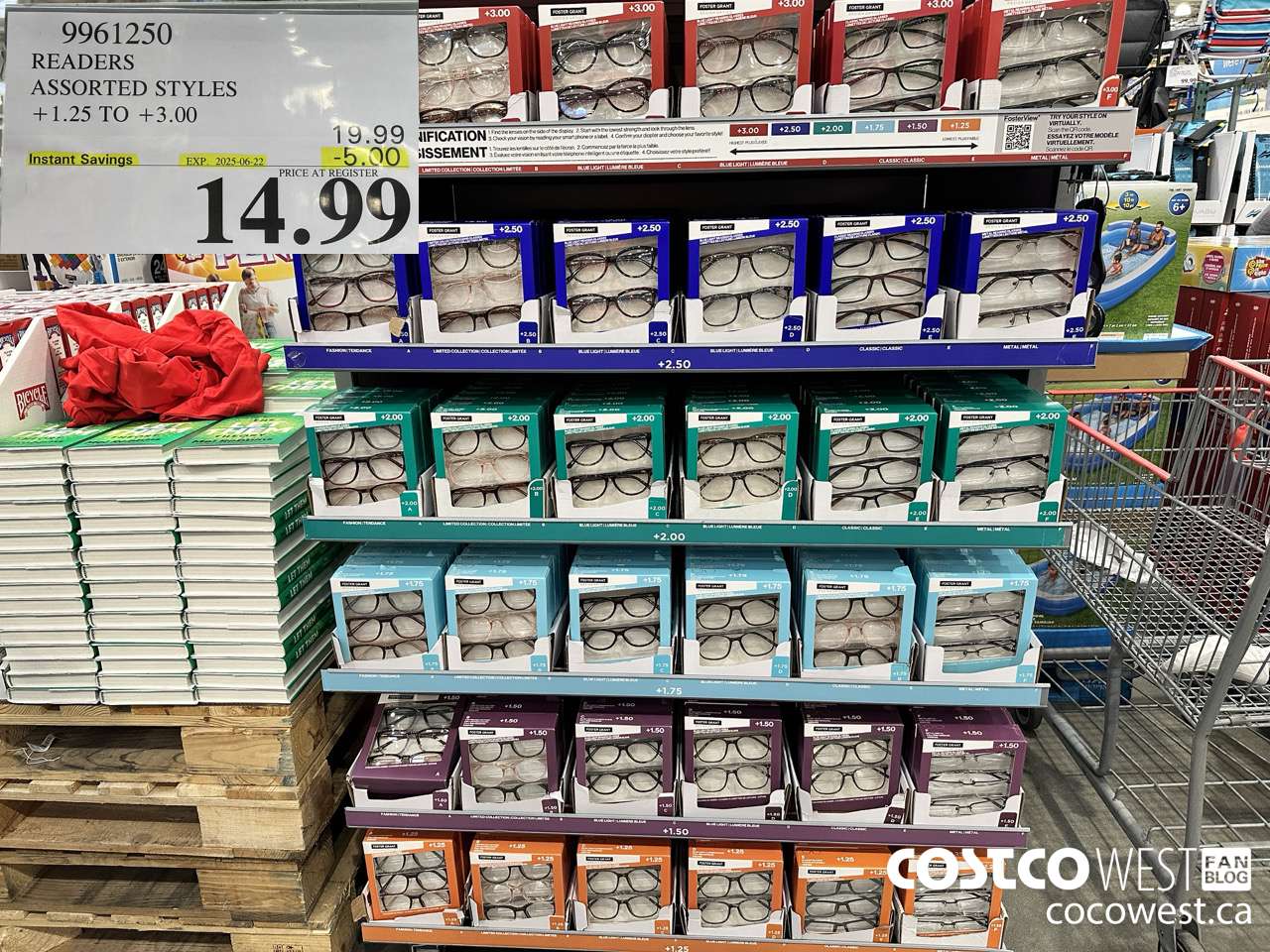 9961250 READERS ASSORTED STYLES +1.25 TO +3.00 ($5.00 INSTANT SAVINGS EXPIRES ON 2025-06-22) $14.99