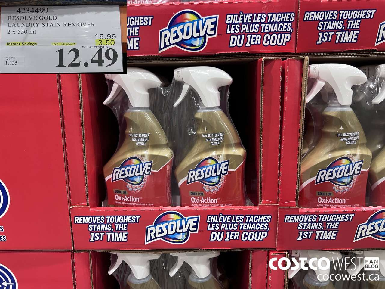 4234499 RESOLVE GOLD LAUNDRY STAIN REMOVER 2 X 550ML ($3.50 INSTANT SAVINGS EXPIRES ON 2025-06-22) $12.49