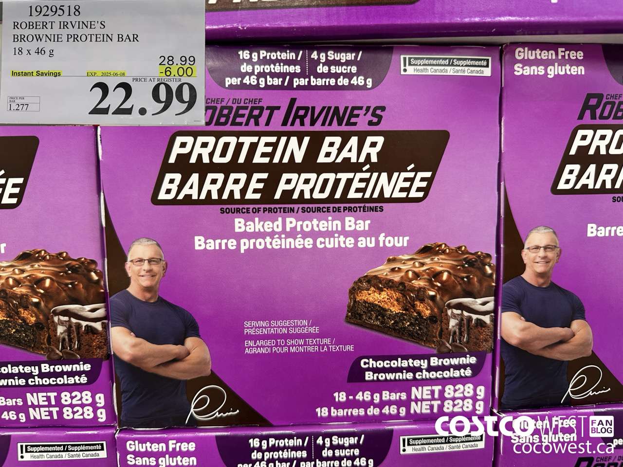 1929518 ROBERT IRVINE'S BROWNIE PROTEIN BAR 18 X 46G ($6.00 INSTANT SAVINGS EXPIRES ON 2025-06-08) $22.99
