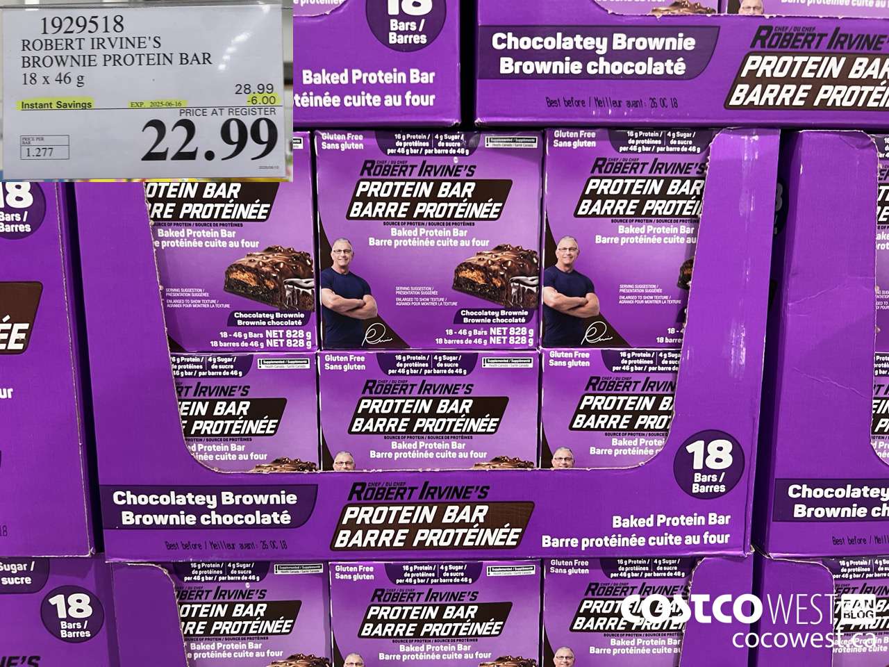 1929518 ROBERT IRVINE'S BROWNIE PROTEIN BAR 18 X 46G ($6.00 INSTANT SAVINGS EXPIRES ON 2025-06-16) $22.99