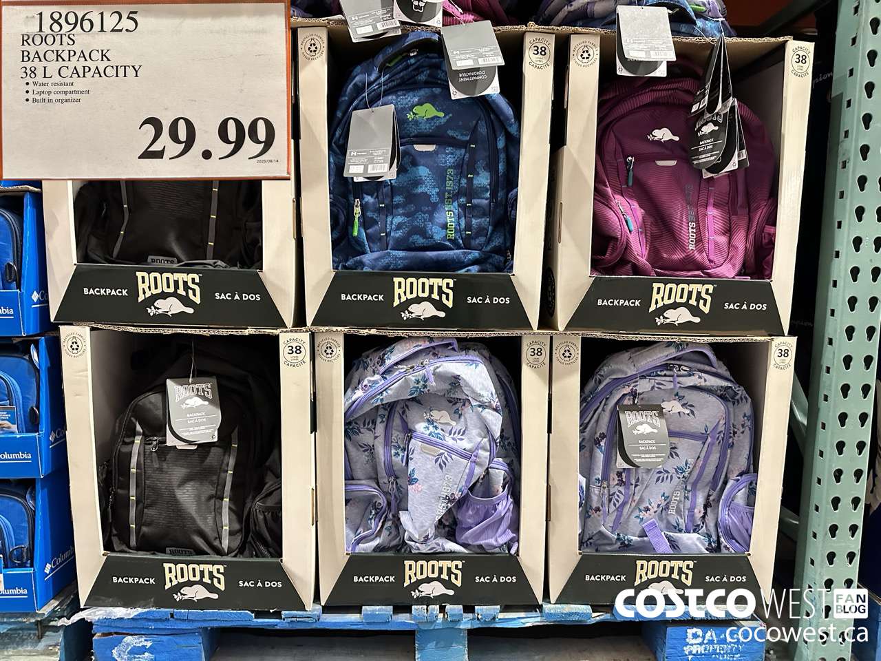 1896125 ROOTS BACKPACK 38L CAPACITY $29.99