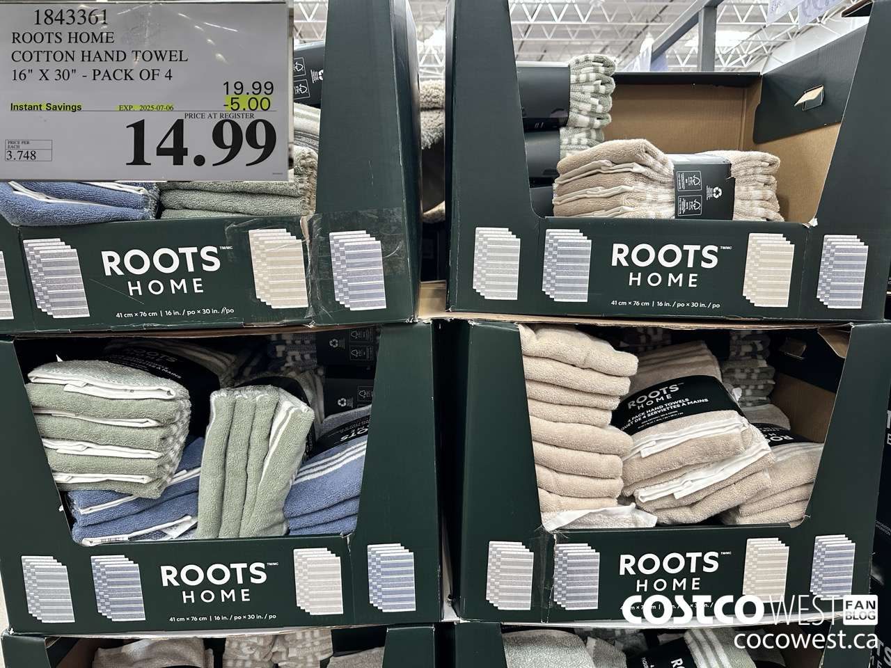 1843361 ROOTS HOME COTTON HAND TOWEL 16