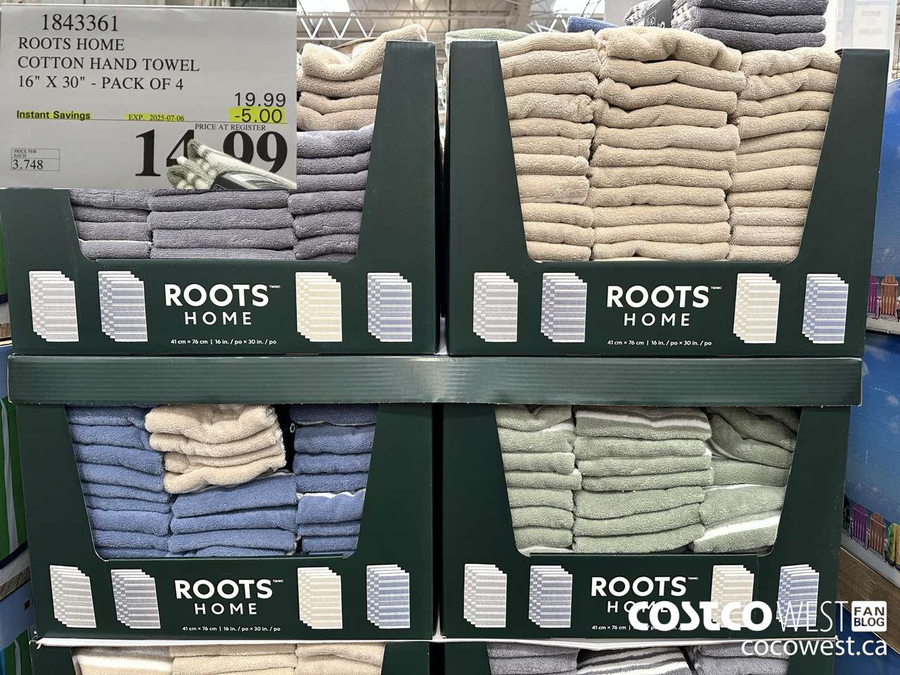 1843361 ROOTS HOME COTTON HAND TOWEL 16