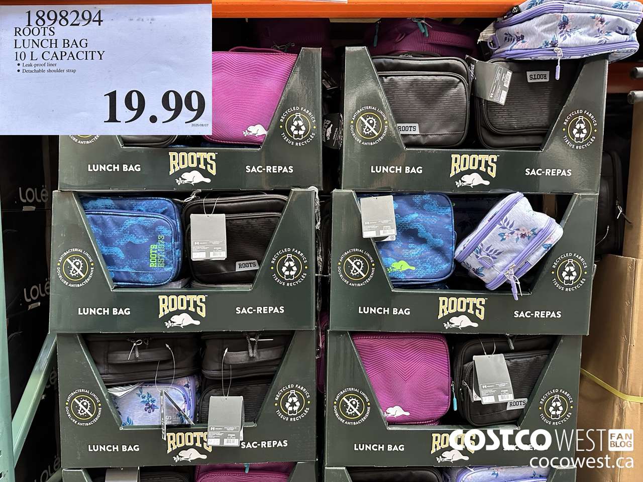 1898294 ROOTS LUNCH BAG 10 L CAPACITY $19.99