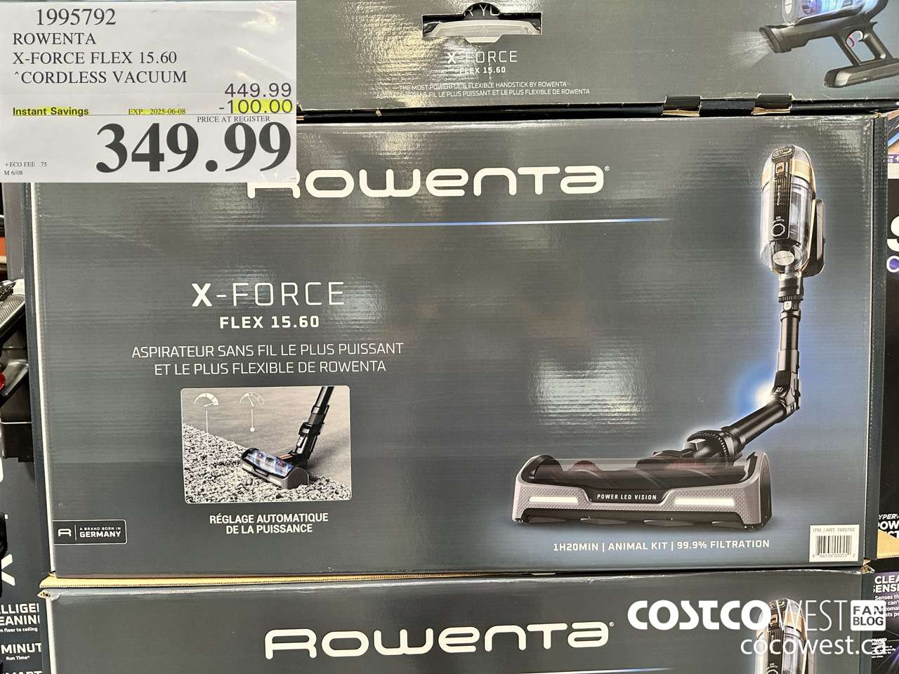 1995792 ROWENTA X-FORCE FLEX 15.60 CORDLESS VACUUM ($100.00 INSTANT SAVINGS EXPIRES ON 2025-06-08) $349.99