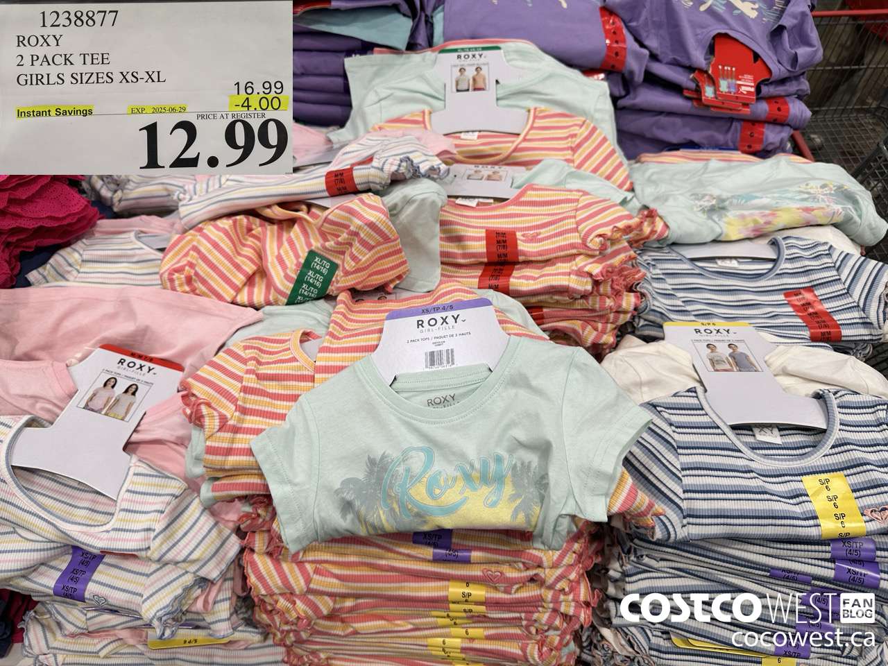 1238877 ROXY 2 PACK TEE GIRLS SIZES XS-XL ($4.00 INSTANT SAVINGS EXPIRES ON 2025-06-29) $12.99