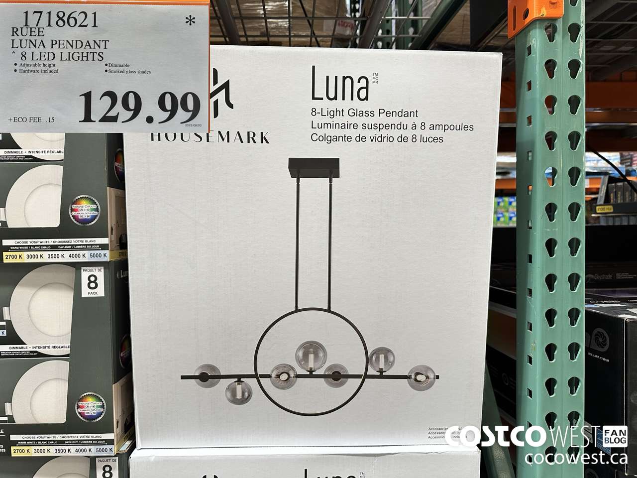 1718621 RUEE LUNA PENDANT 8 LED LIGHTS $129.99