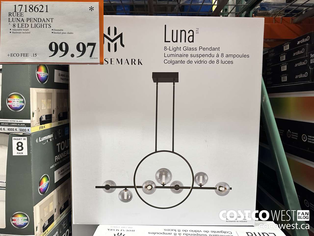 1718621 RUEE LUNA PENDANT 8 LED LIGHTS $99.97
