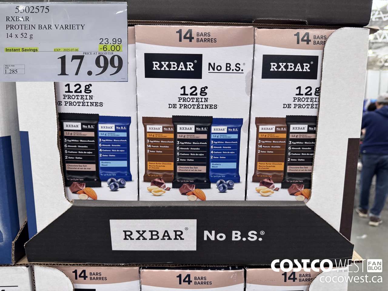 5302575 RXBAR PROTEIN BAR VARIETY 14 X 52G ($6.00 INSTANT SAVINGS EXPIRES ON 2025-07-06) $17.99