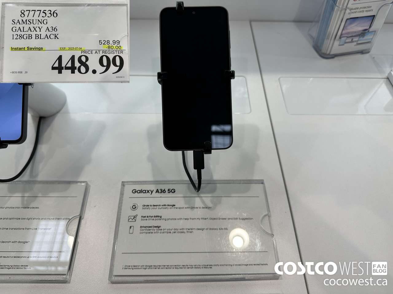 8777536 SAMSUNG GALAXY A36 128GB BLACK ($80.00 INSTANT SAVINGS EXPIRES ON 2025-07-04) $448.99
