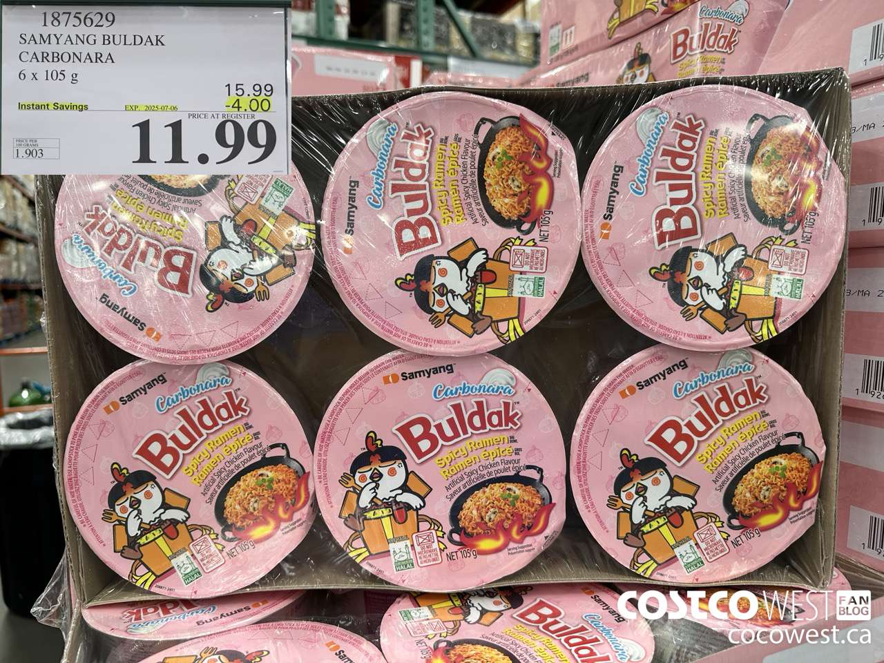 1875629 SAMYANG BULDAK CARBONARA 6 x 105 g ($4.00 INSTANT SAVINGS EXPIRES ON 2025-07-06) $11.99