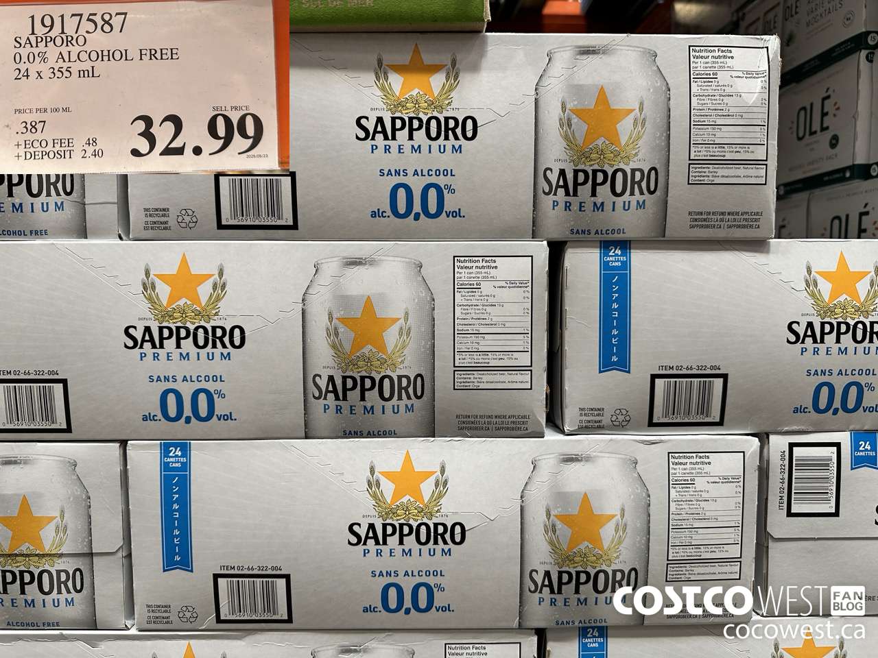 1917587 SAPPORO 0.0% ALCOHOL FREE 24 X 355ML $32.99