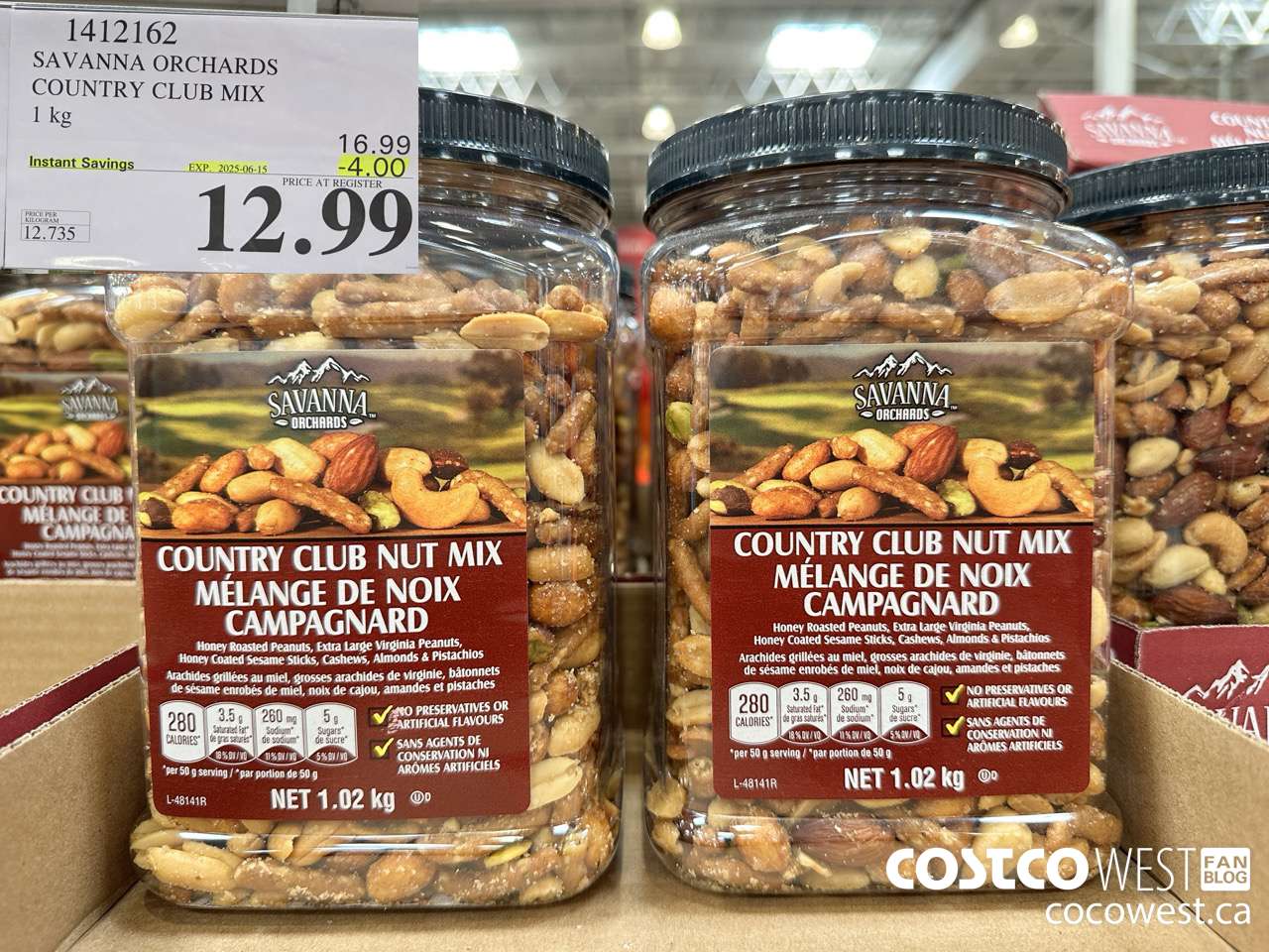 1412162 SAVANNA ORCHARDS COUNTRY CLUB MIX 1.0KG ($4.00 INSTANT SAVINGS EXPIRES ON 2025-06-15) $12.99