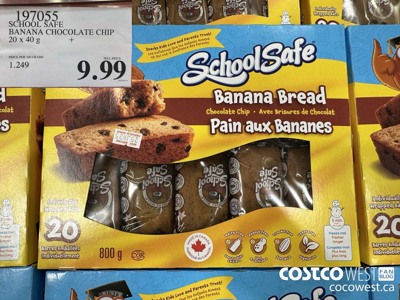 197055 SCHOOL SAFE CHOCOLATE CHIP BANANA BREAD 20 X 40 G $9.99