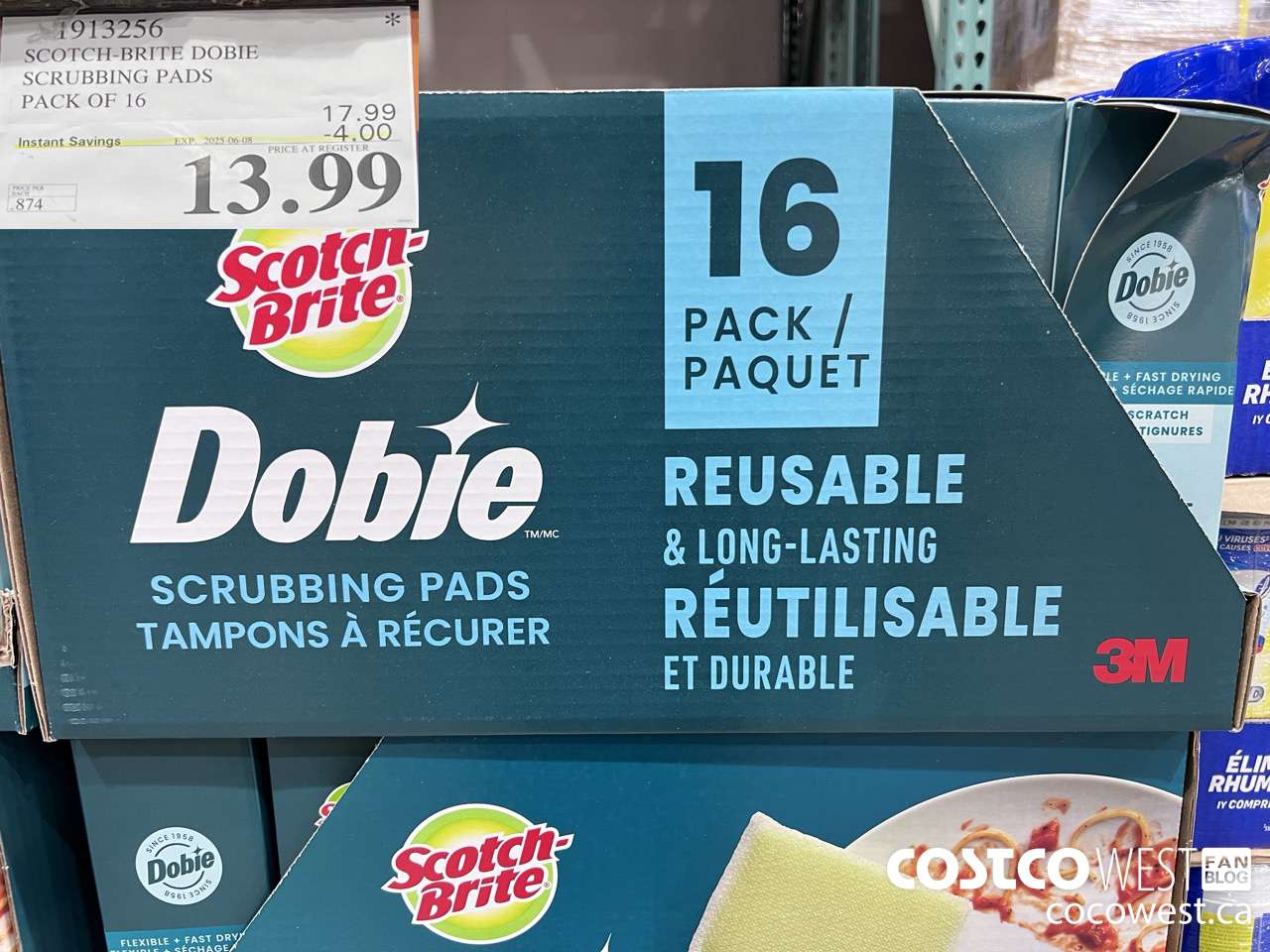1913256 SCOTCH-BRITE DOBIE SCRUBBING PADS PACK OF 16 ($4.00 INSTANT SAVINGS EXPIRES ON 2025-06-08) $13.99
