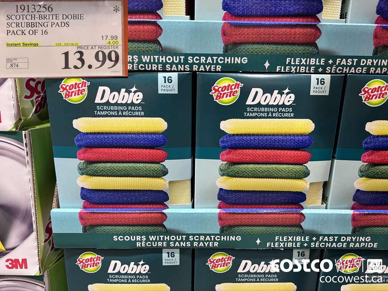 1913256 SCOTCH-BRITE DOBIE SCRUBBING PADS PACK OF 16 ($4.00 INSTANT SAVINGS EXPIRES ON 2025-06-22) $13.99