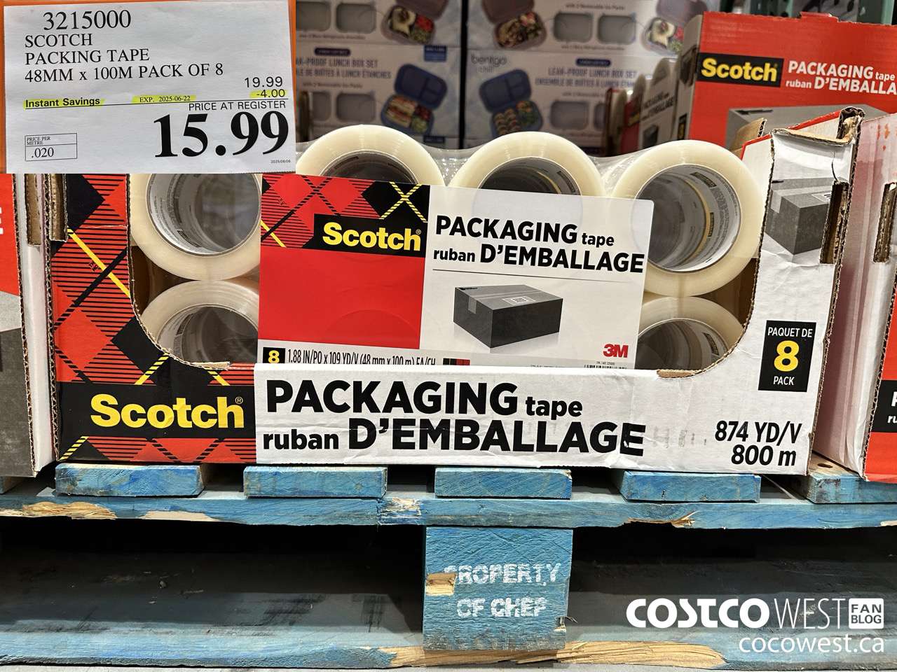 3215000 SCOTCH PACKING TAPE 48MM x 100M PACK OF 8 ($4.00 INSTANT SAVINGS EXPIRES ON 2025-06-22) $15.99