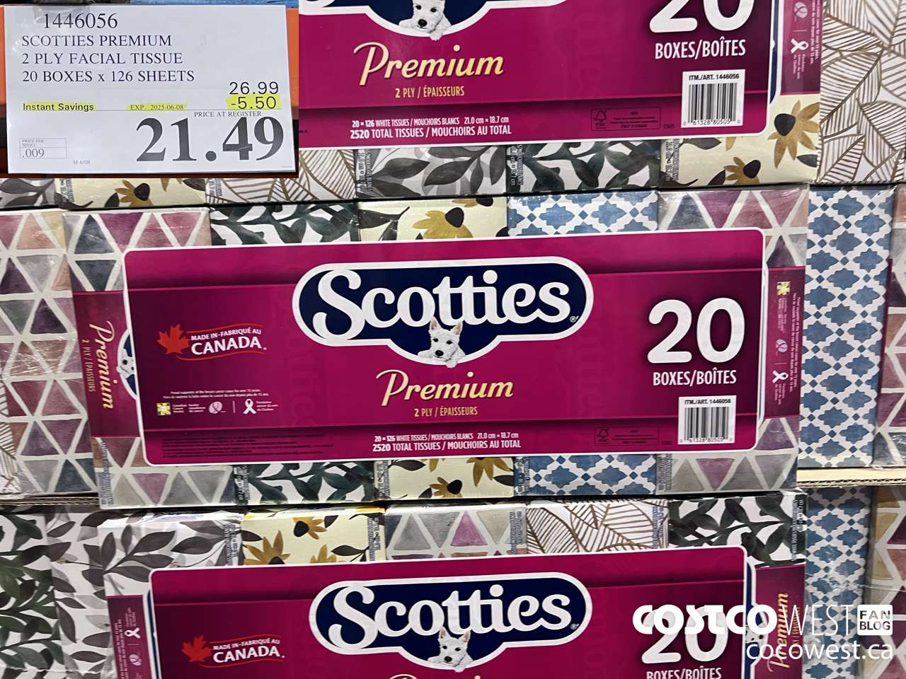 1446056 SCOTTIES PREMIUM 2 PLY FACIAL TISSUE 20 BOXES x 126 SHEETS ($5.50 INSTANT SAVINGS EXPIRES ON 2025-06-08) $21.49